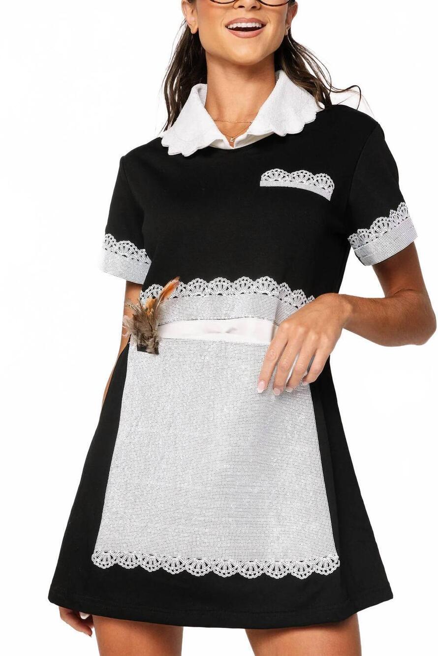 NEW QUEEN OF SPARKLES french maid dress in black